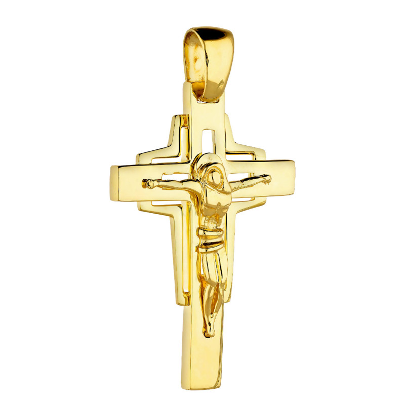 Złoty Krzyżyk z Panem Jezusem pr. 585 - JubilerSezam.pl