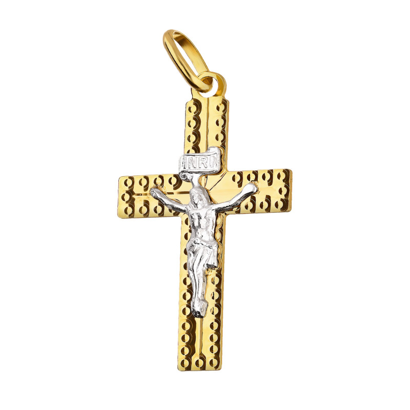 Krzyżyk złoty żłobiony z wizerunkiem Pana Jezusa próba 333