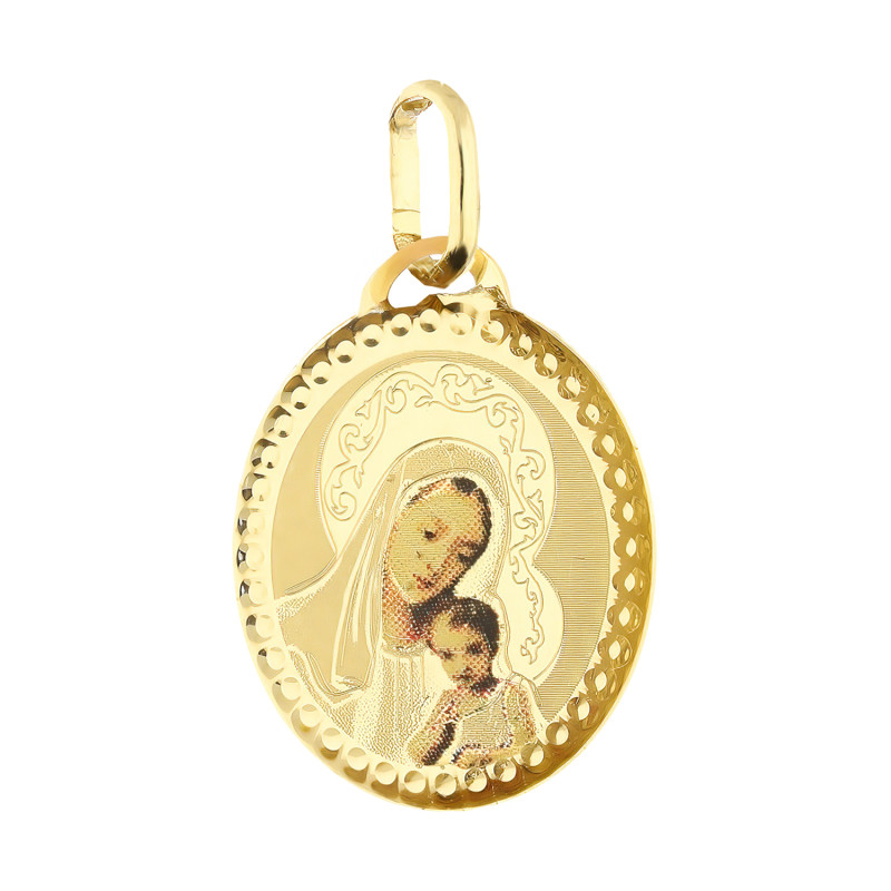 Medalik złoty z Matką Boską z Dzieciątkiem próba 585