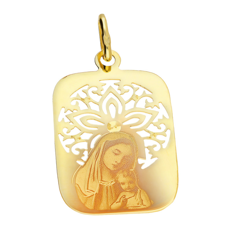 Medalik złoty Matka Boska z Dzieciątkiem próba 585