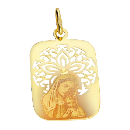 Medalik złoty Matka Boska z Dzieciątkiem próba 585