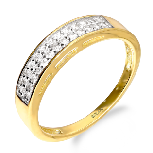 Pierścionek złoty z rzędami białych cyrkonii Au 375