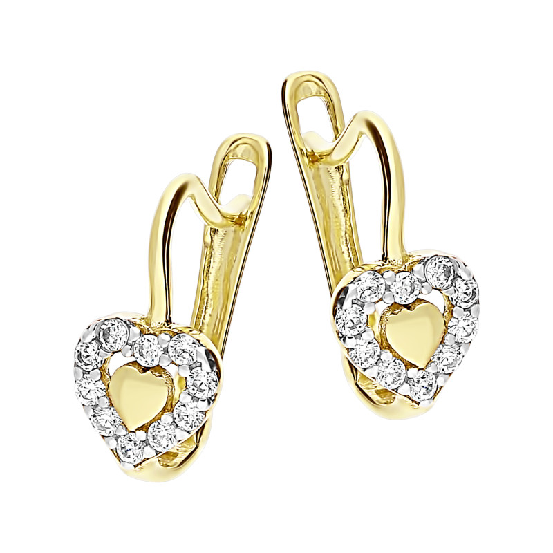 Kolczyki złote dla dziewczynki z sercami próba 585