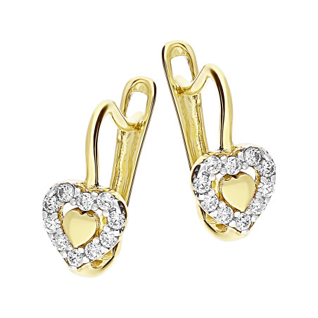 Kolczyki złote dla dziewczynki z sercami próba 585