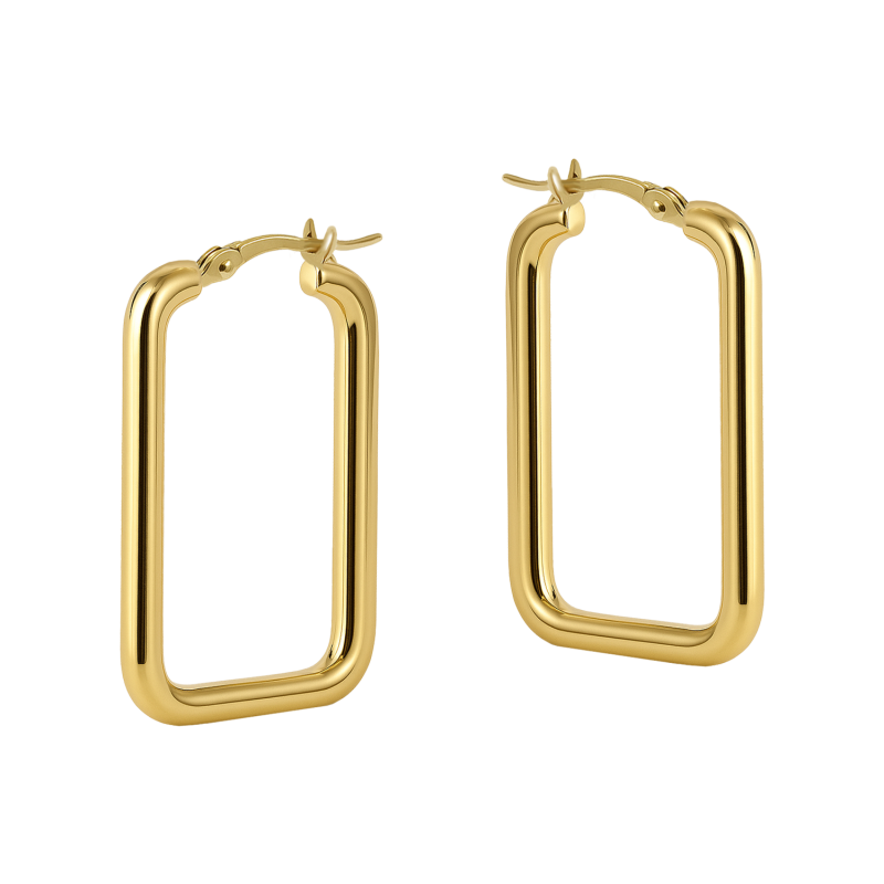 Pozłacane Kolczyki Prostokątne Kółka - JubilerSezam.pl