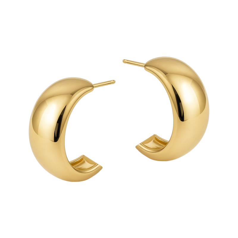 Kolczyki pozłacane szerokie półkółko