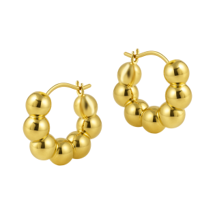 Kolczyki złote kółka z kulkami