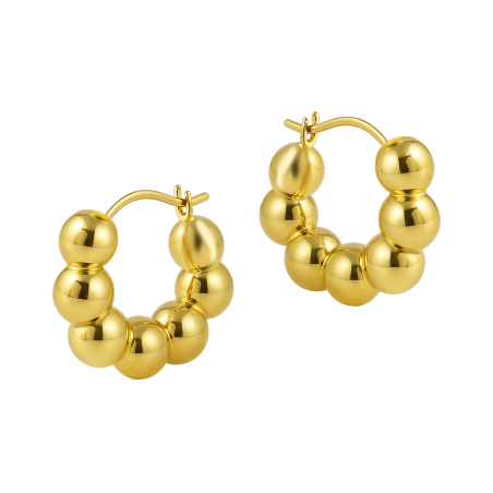 Kolczyki złote kółka z kulkami