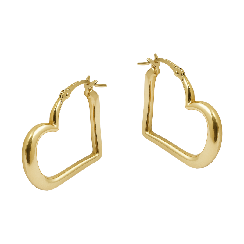 Kolczyki złote serca ramka