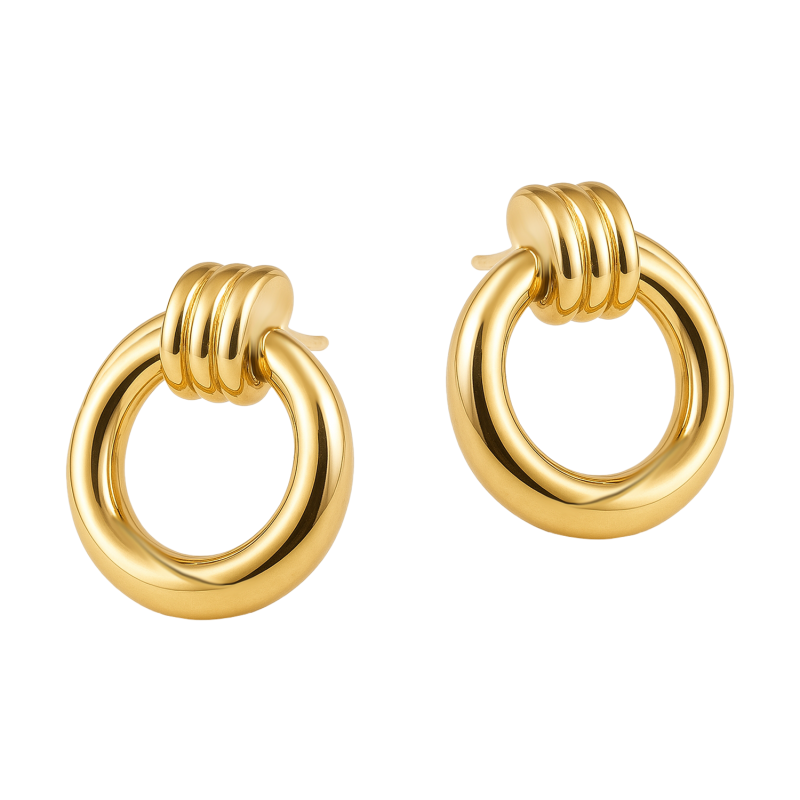 Kolczyki złote zaplecione kółka