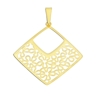 Zawieszka pozłacana ażurowy romb z kwiatów próba 925