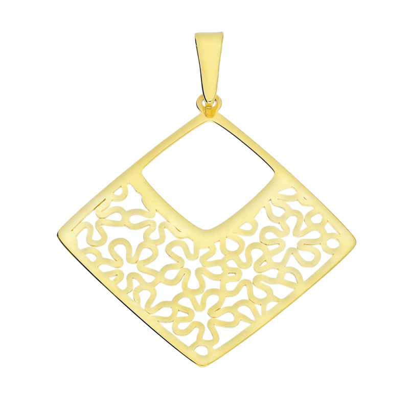 Zawieszka pozłacana ażurowy romb z kwiatów próba 925