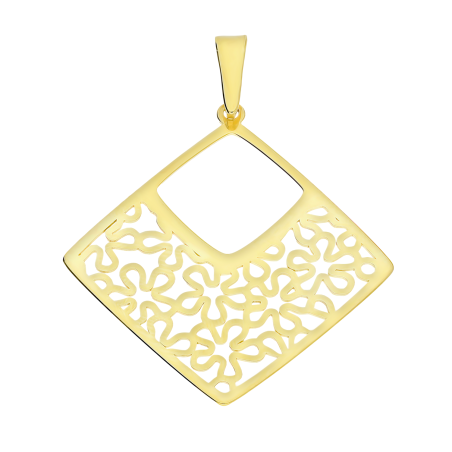 Zawieszka pozłacana ażurowy romb z kwiatów próba 925