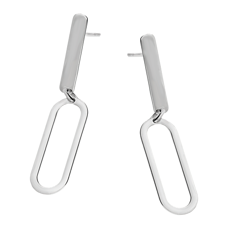 Kolczyki srebrne owalna ramka i gładka pałka/sztyft próba 925