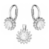 Komplet srebny kolczyki i zawieszka markiza kwiat z cyrkoniami