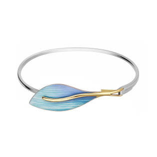 Bransoleta srebrna z tytanowym liściem