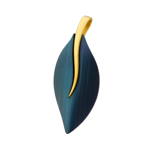 Zawieszka srebrna pozłacana z tytanowym liściem