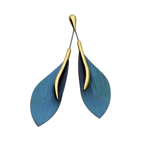 Zawieszka srebrna z tytanowymi liściami