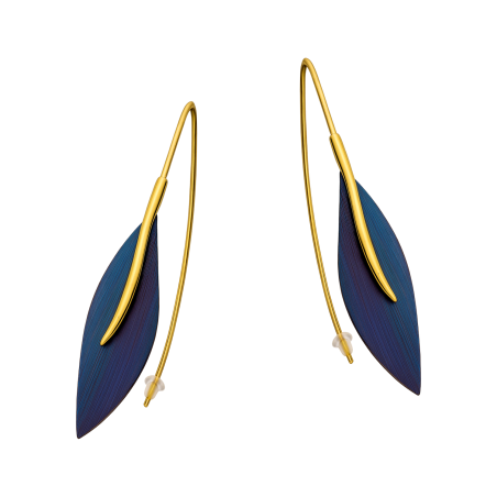 Kolczyki srebrne z tytanowym liściem