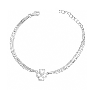 Bransoleta srebrna podwójna z koniczynką