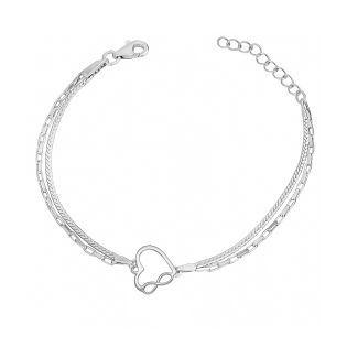 Bransoleta srebrna podwójna z sercem z infinity