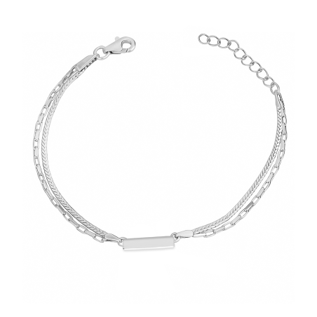 Bransoleta srebrna podwójna z gładką blaszką