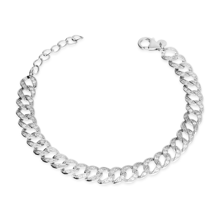 Bransoleta srebrna pancer z białymi cyrkoniami