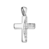 Krzyżyk srebrny z białymi cyrkoniami po jednej stronie
