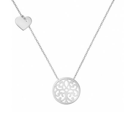 Srebrny naszyjnik z sercem i ażurowym kółkiem - JubilerSezam.pl