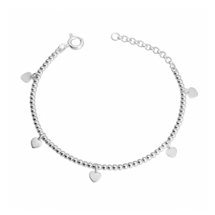Srebrna Bransoletka z Sercami i Kulkami - JubilerSezam.pl