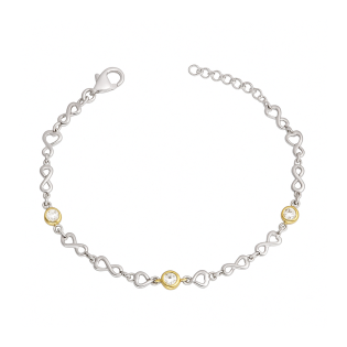 Bransoleta srebrna z sercami i cyrkoniami