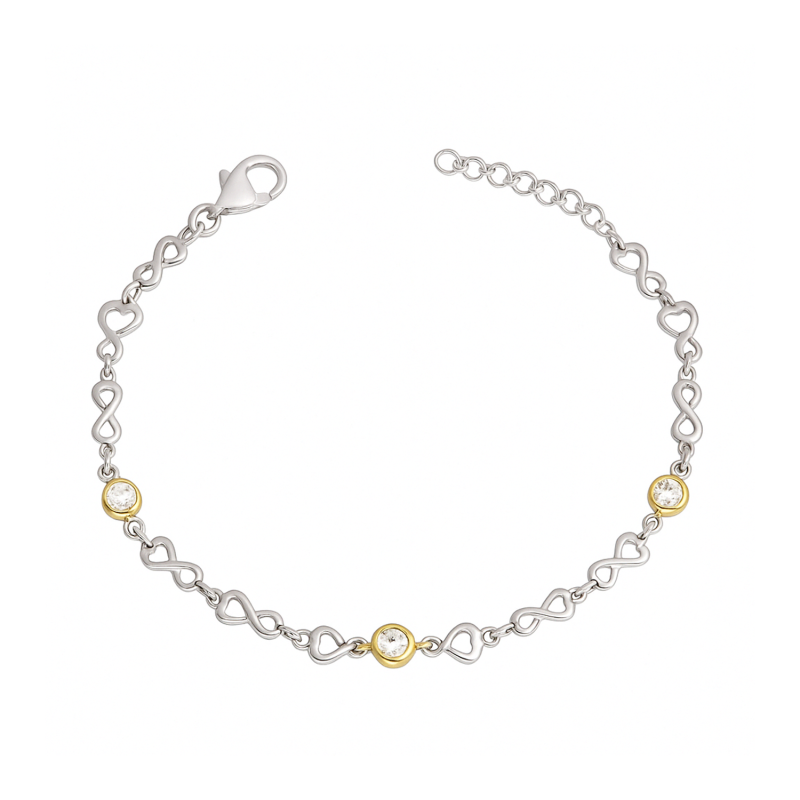 Bransoleta srebrna z sercami i cyrkoniami