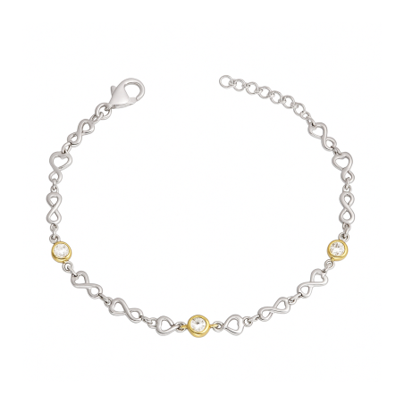 Bransoleta srebrna z sercami i cyrkoniami