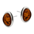 Kolczyki srebrne z owalnym bursztynem koniakowym