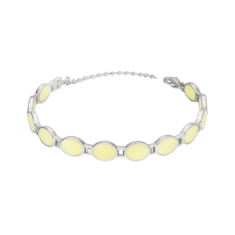 Srebrna bransoletka z bursztynem mlecznym - JubilerSezam.pl