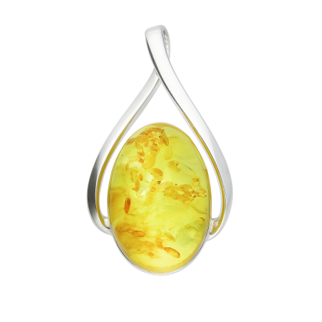 Zawieszka srebrna z żółtym bursztynem