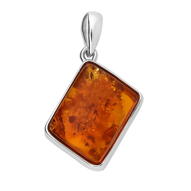 Zawieszka srebrna z miodowym bursztynem