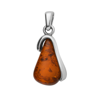 Zawieszka srebrna zawieszka kropla z bursztynem