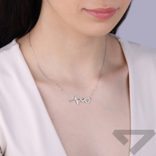 Srebrny Naszyjnik Puls i Serce z Cyrkoniami - JubilerSezam.pl