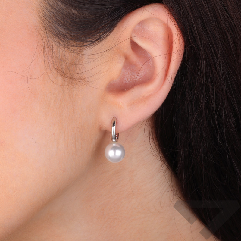 Kolczyki srebrne z białą perłą