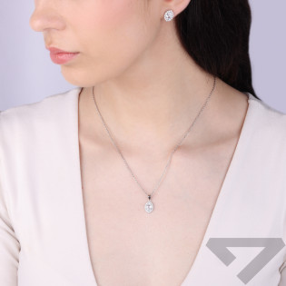 Komplet srebrny kolczyki i zawieszka owalna markiza