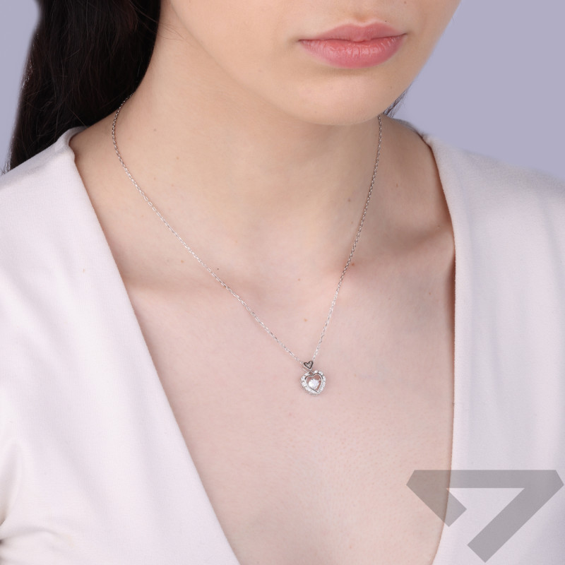 Naszyjnik srebrny serce z cyrkoniami