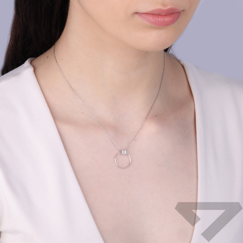 Naszyjnik srebrny koło z oponkami