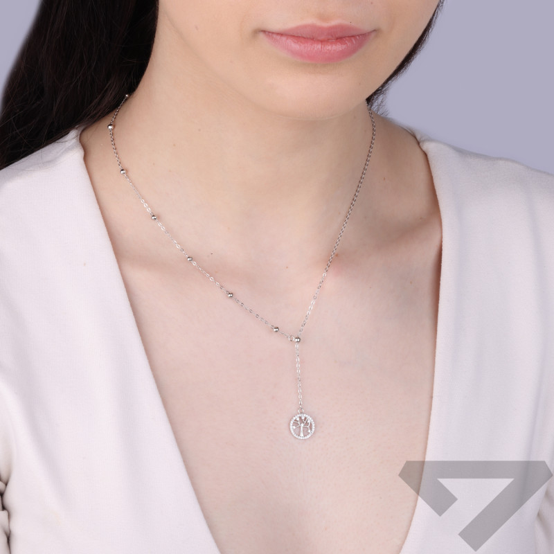 Naszyjnik srebrny drzewko w kole z cyrkoniami