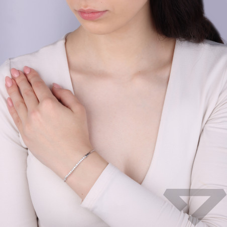 Bransoleta srebrna z białymi cyrkoniami