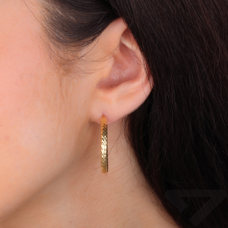 Kolczyki pozłacane grawerowane kółka