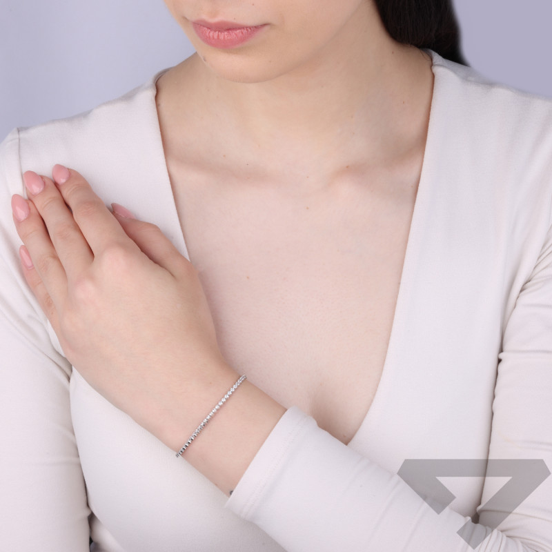 Bransoleta srebrna rząd białych cyrkonii