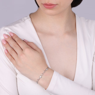 Srebrna Bransoletka Serca z Cyrkoniami - JubilerSezam.pl