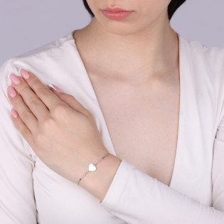 Bransoleta srebrna z sercem i walcami