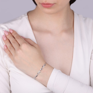 Bransoleta srebrna z infinity i kółkami